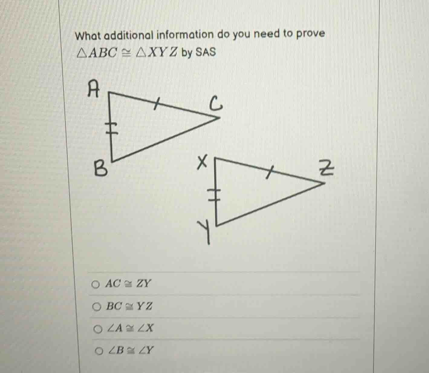 what additional information do you need to prove $\triangle abc cong \t…