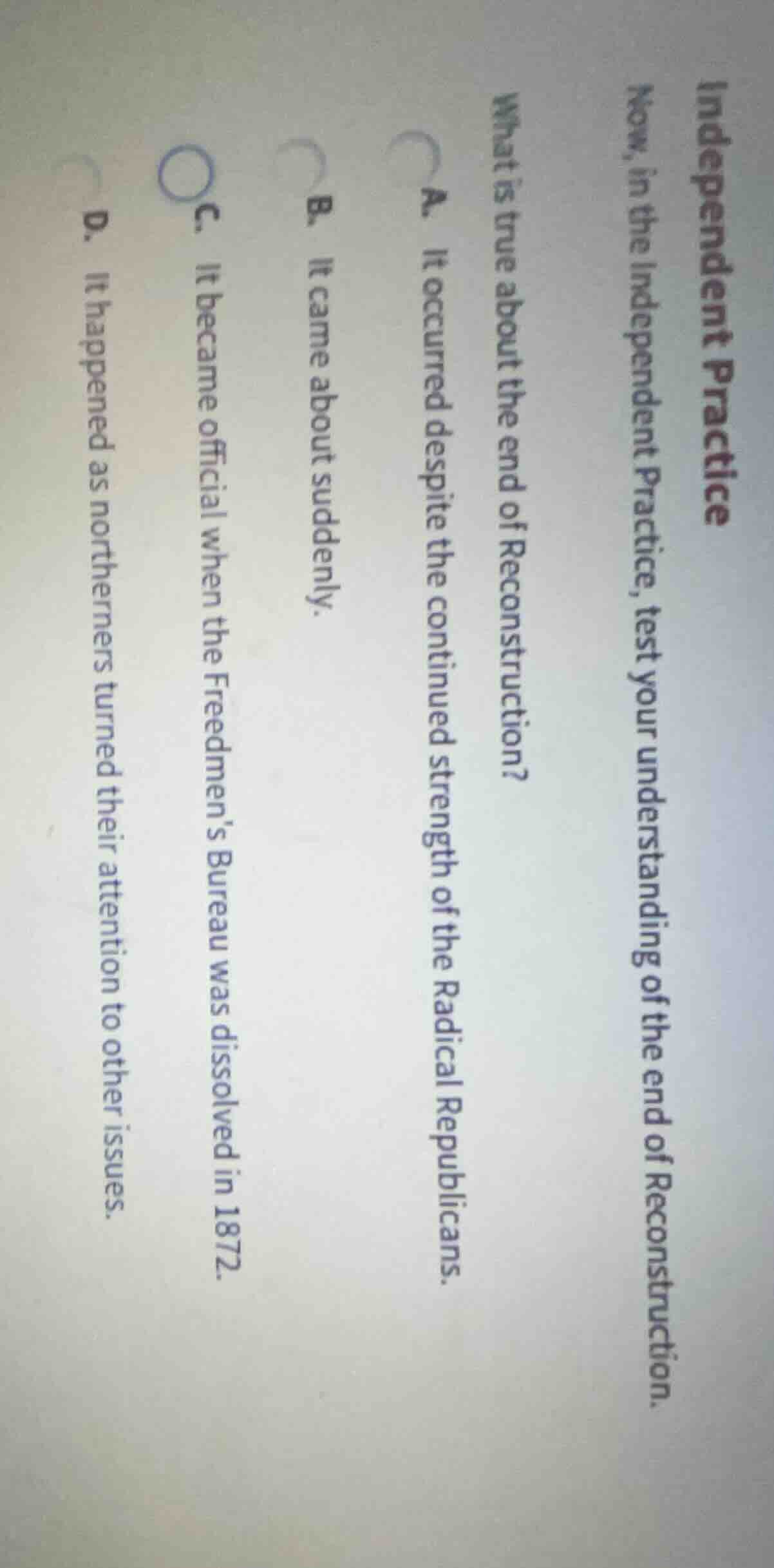 independent practice now, in the independent practice, test your unders…