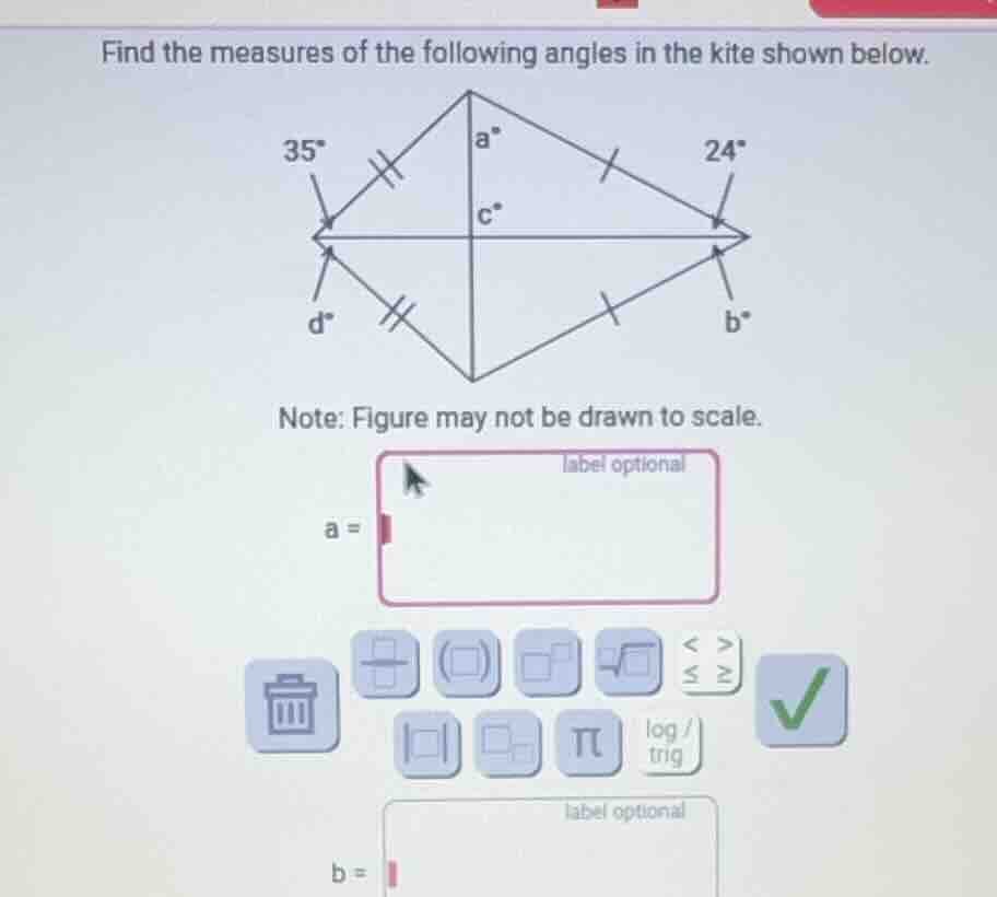 find the measures of the following angles in the kite shown below. note…