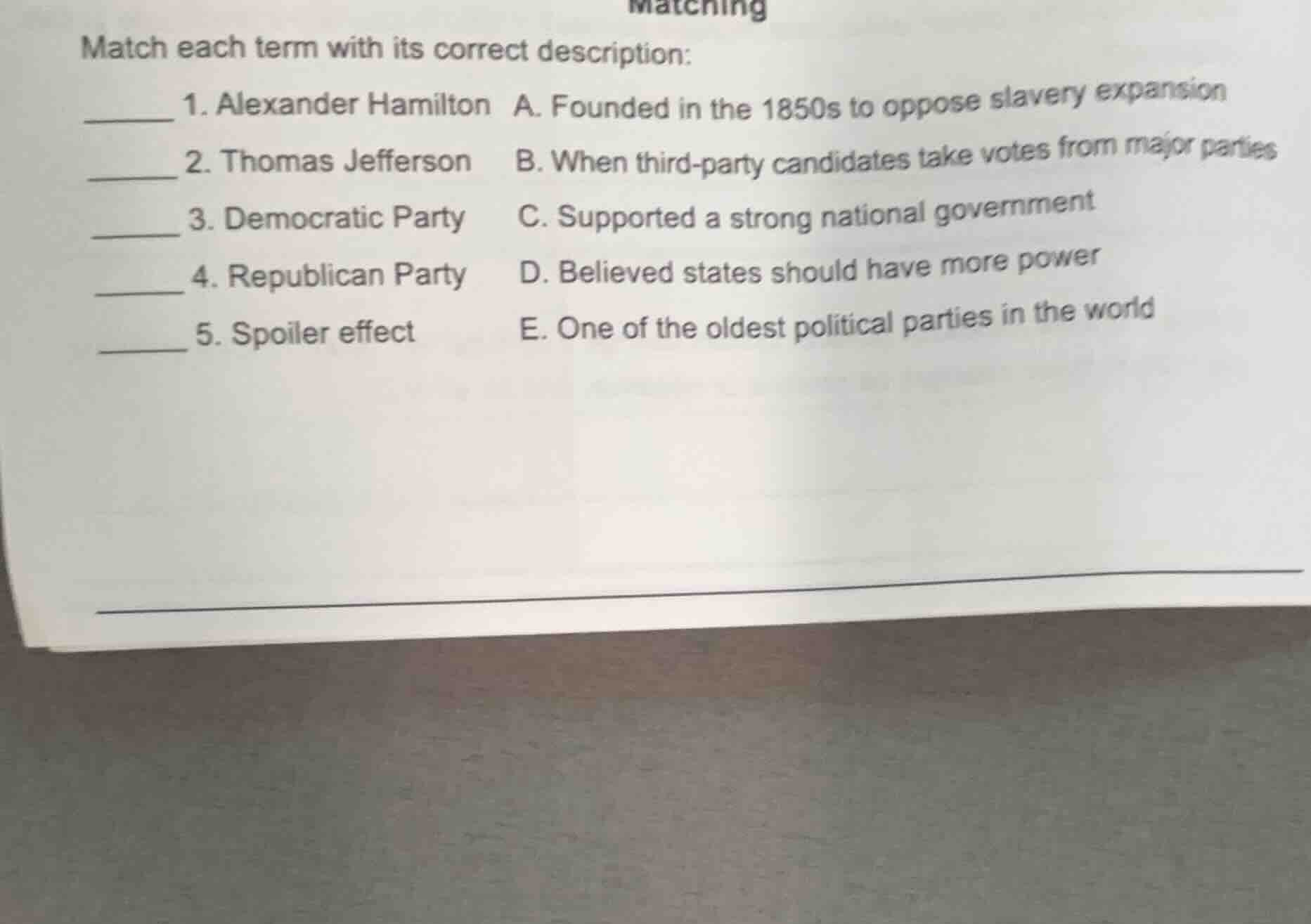 matching match each term with its correct description: ______ 1. alexan…