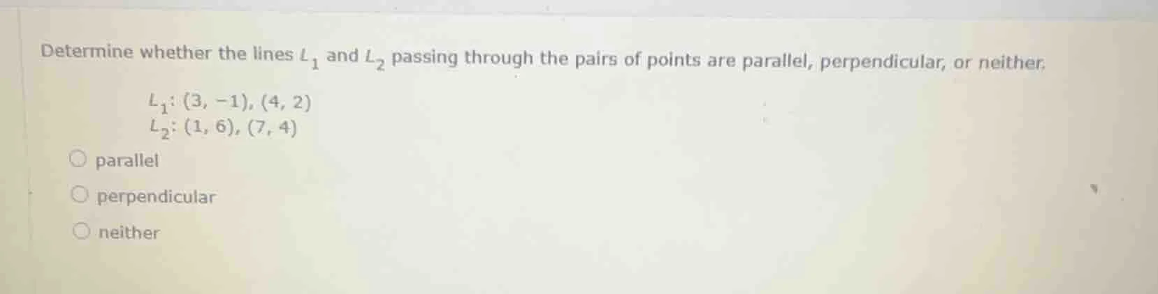determine whether the lines $l_1$ and $l_2$ passing through the pairs o…