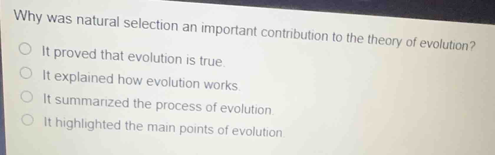why was natural selection an important contribution to the theory of ev…