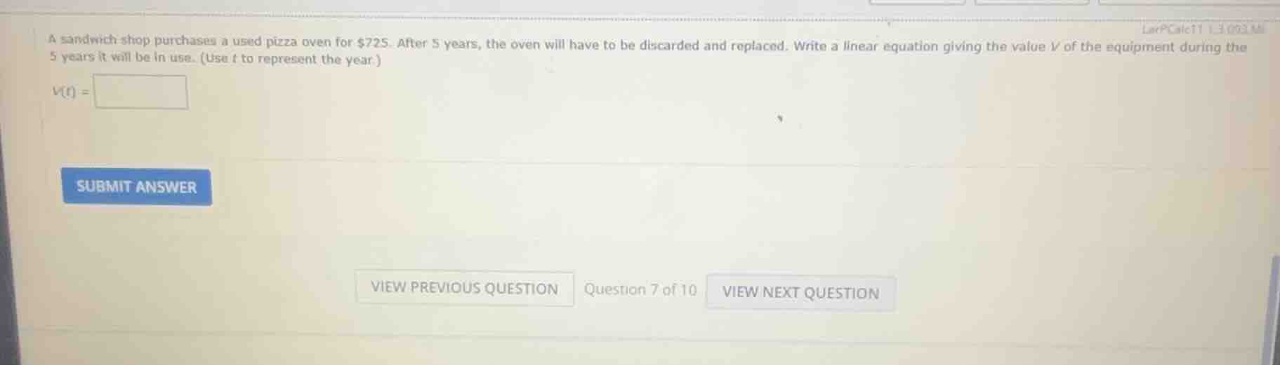 a sandwich shop purchases a used pizza oven for $725. after 5 years, th…