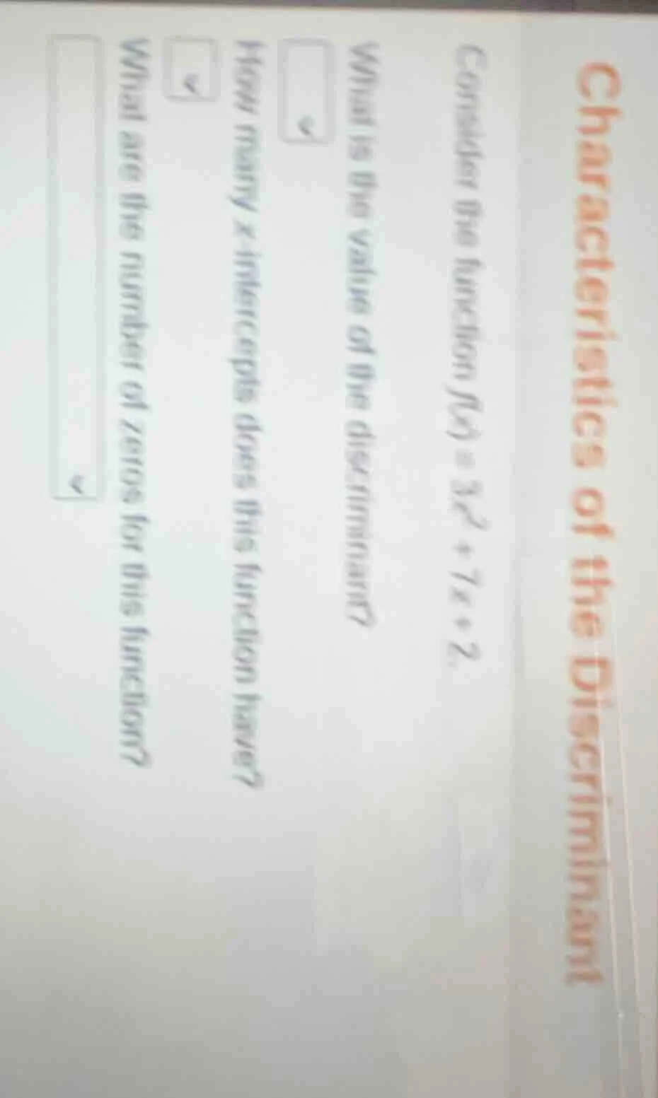 characteristics of the discriminant consider the function $f(x)=3x^{2}+…