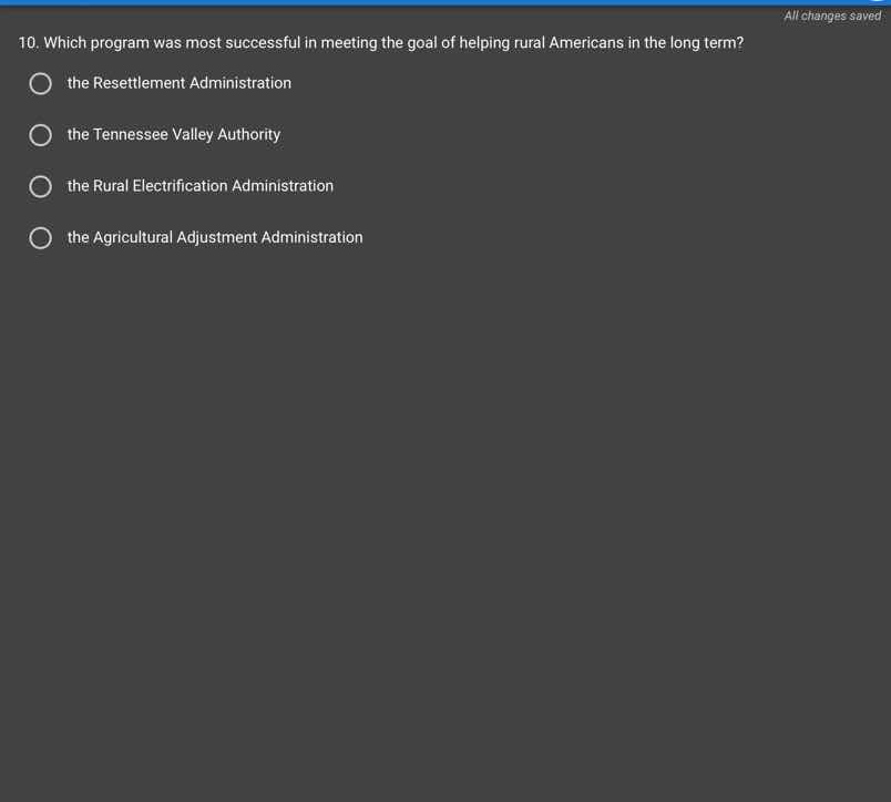 10. which program was most successful in meeting the goal of helping ru…