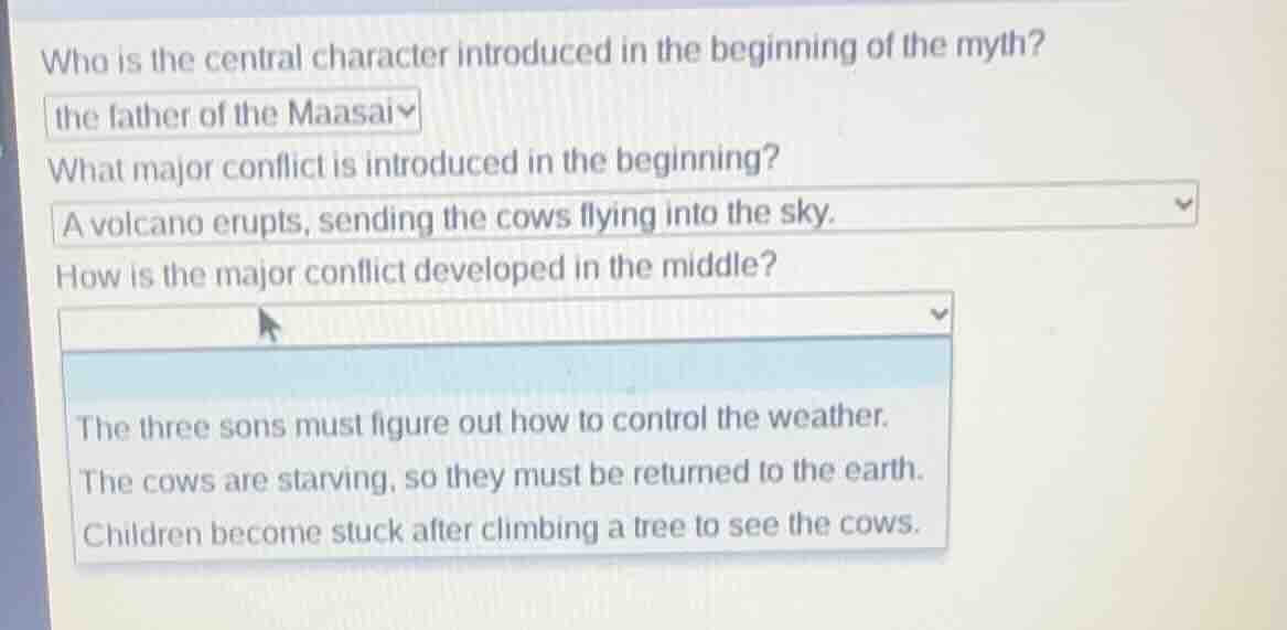 who is the central character introduced in the beginning of the myth? t…