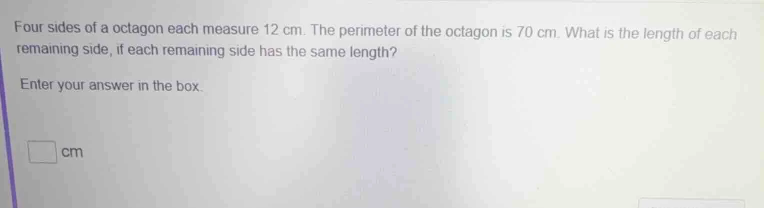 four sides of a octagon each measure 12 cm. the perimeter of the octago…
