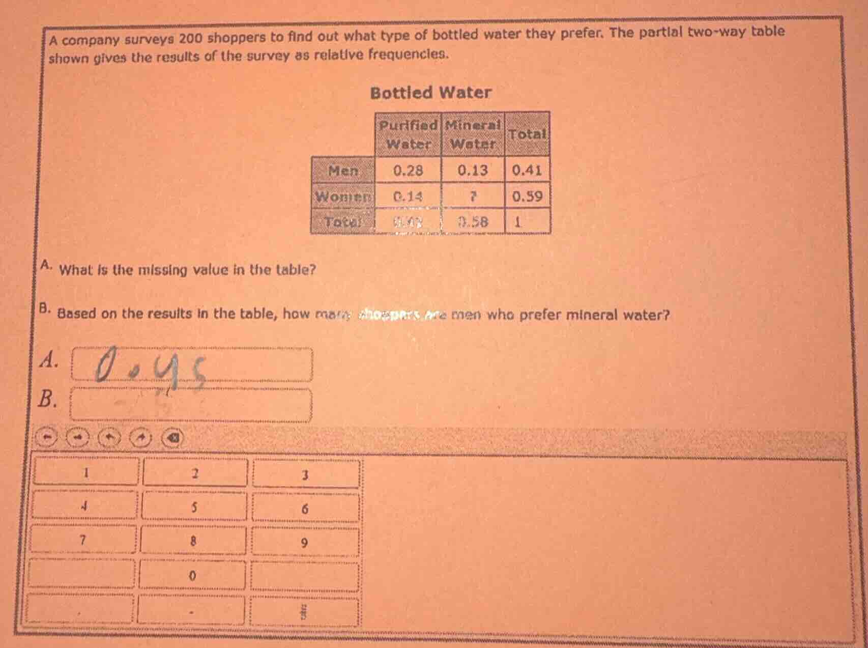 a company surveys 200 shoppers to find out what type of bottled water t…