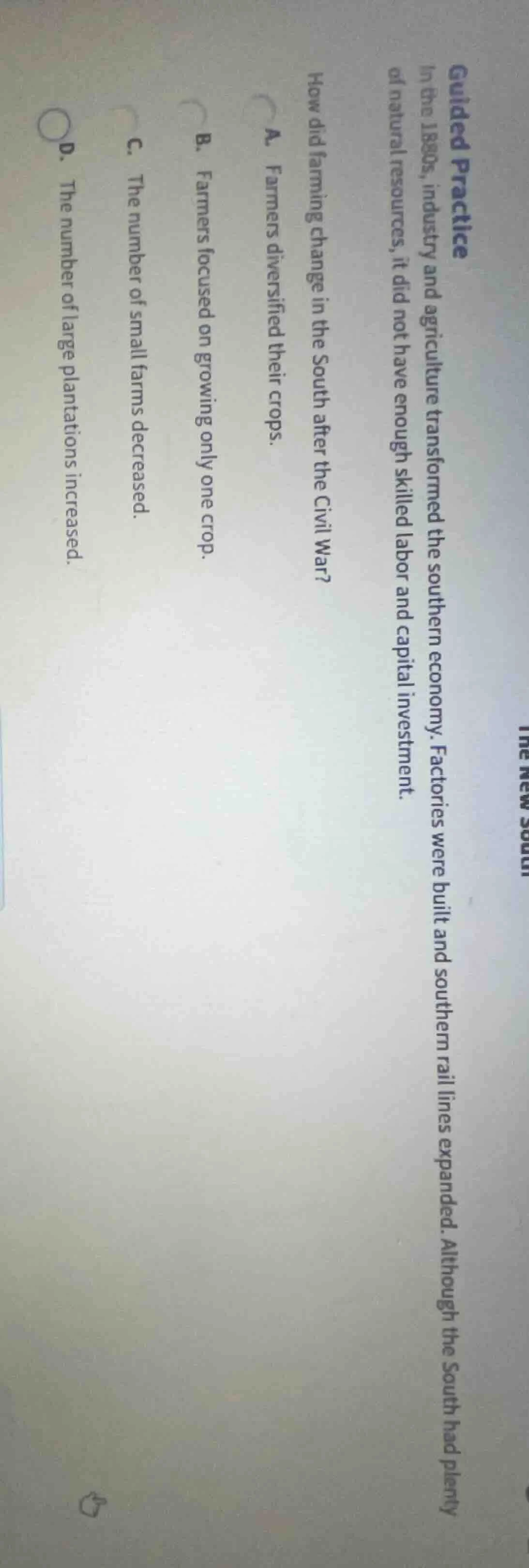 guided practice in the 1880s, industry and agriculture transformed the …