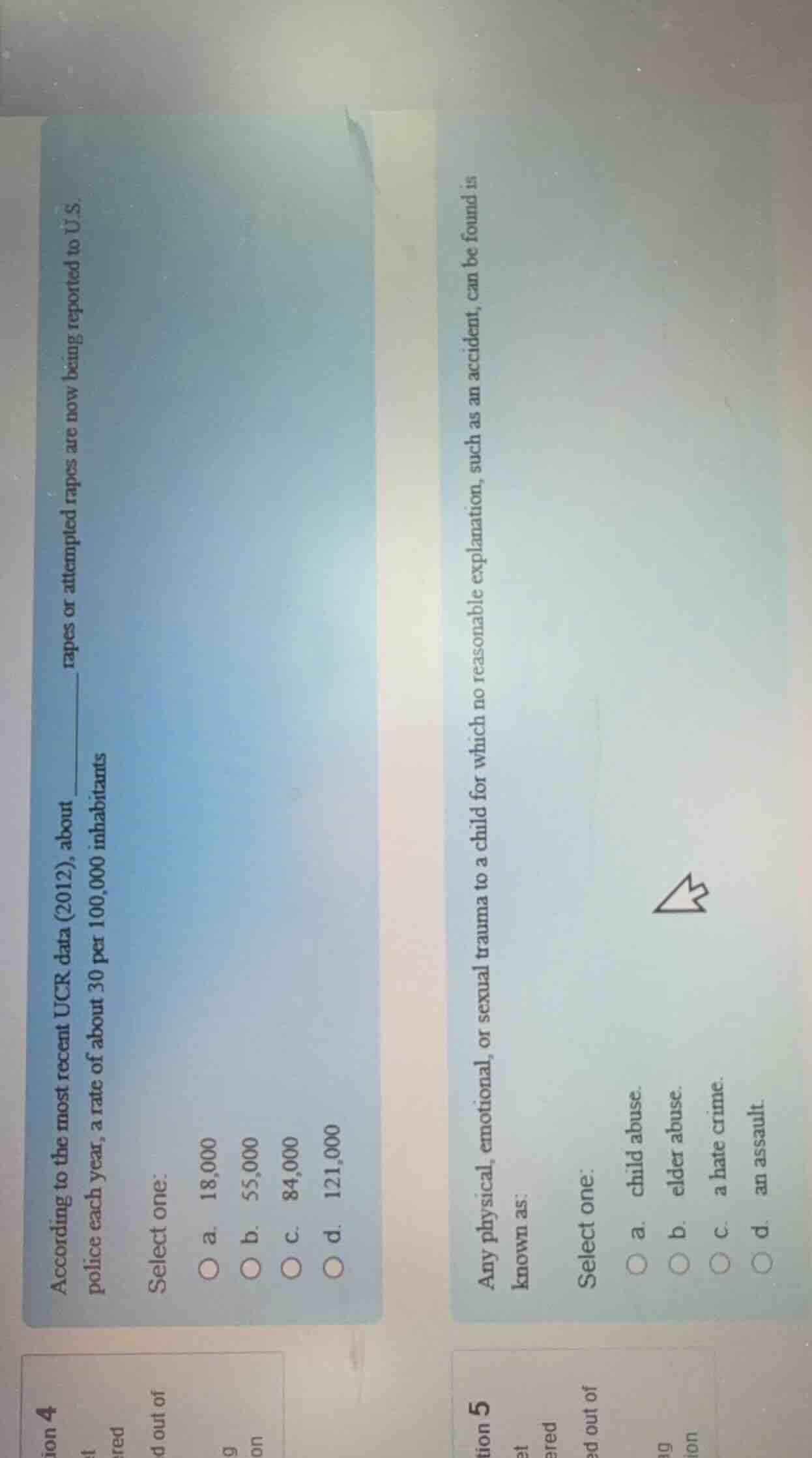 question 4 according to the most recent ucr data (2012), about ______ r…