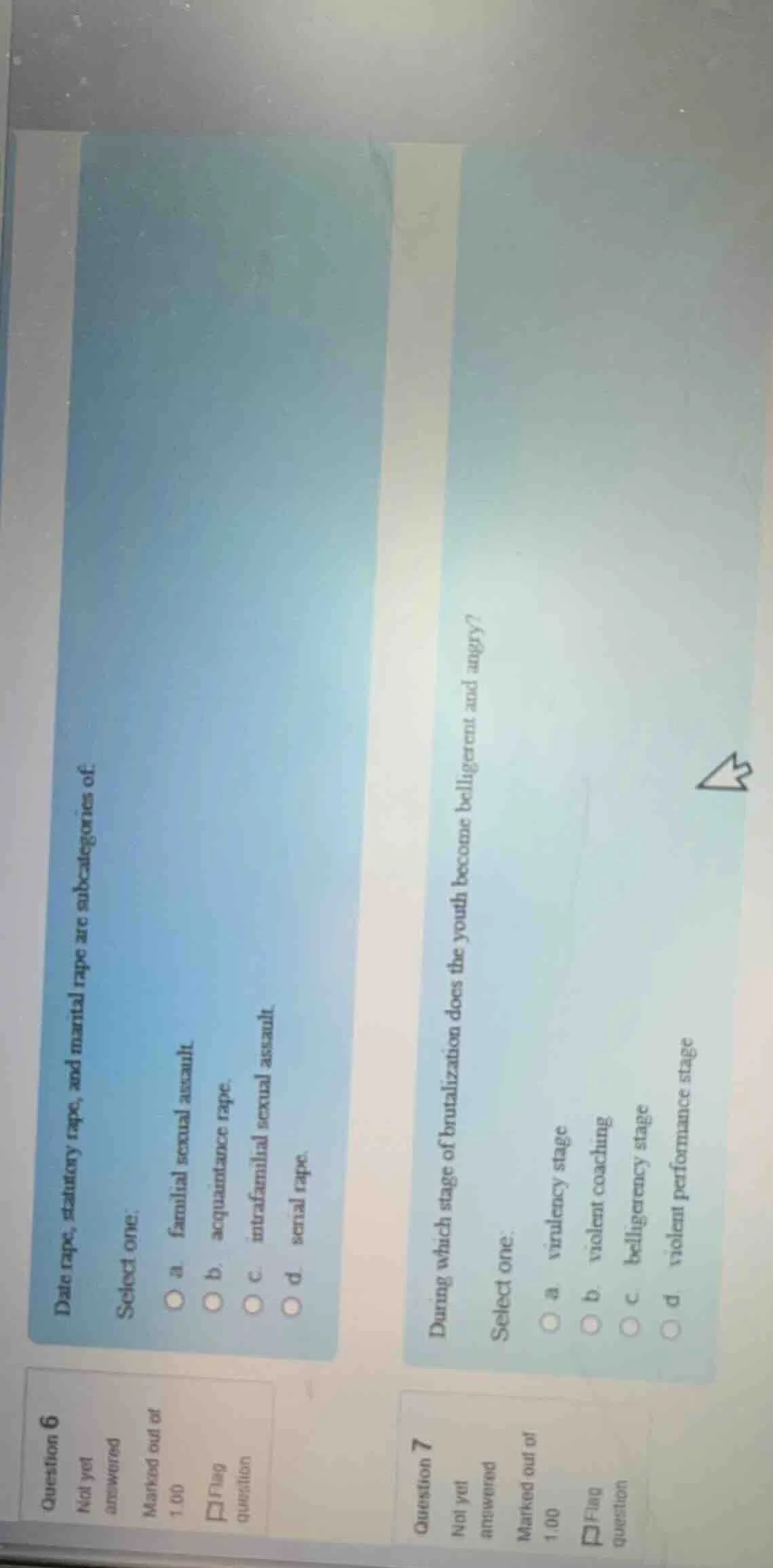 question 6 not yet answered marked out of 1.00 flag question date rape,…