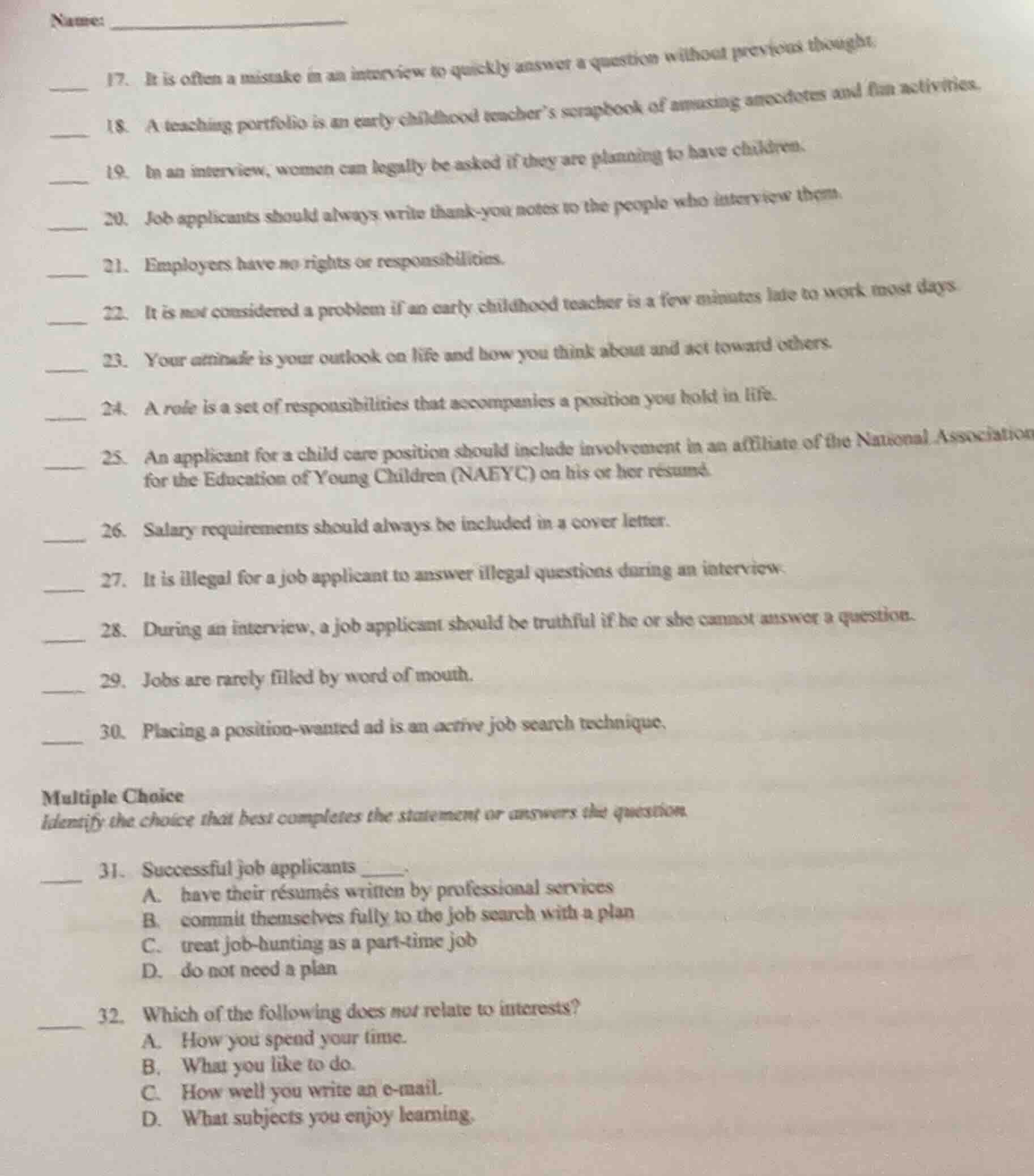 name:17. it is often a mistake in an interview to quickly answer a ques…