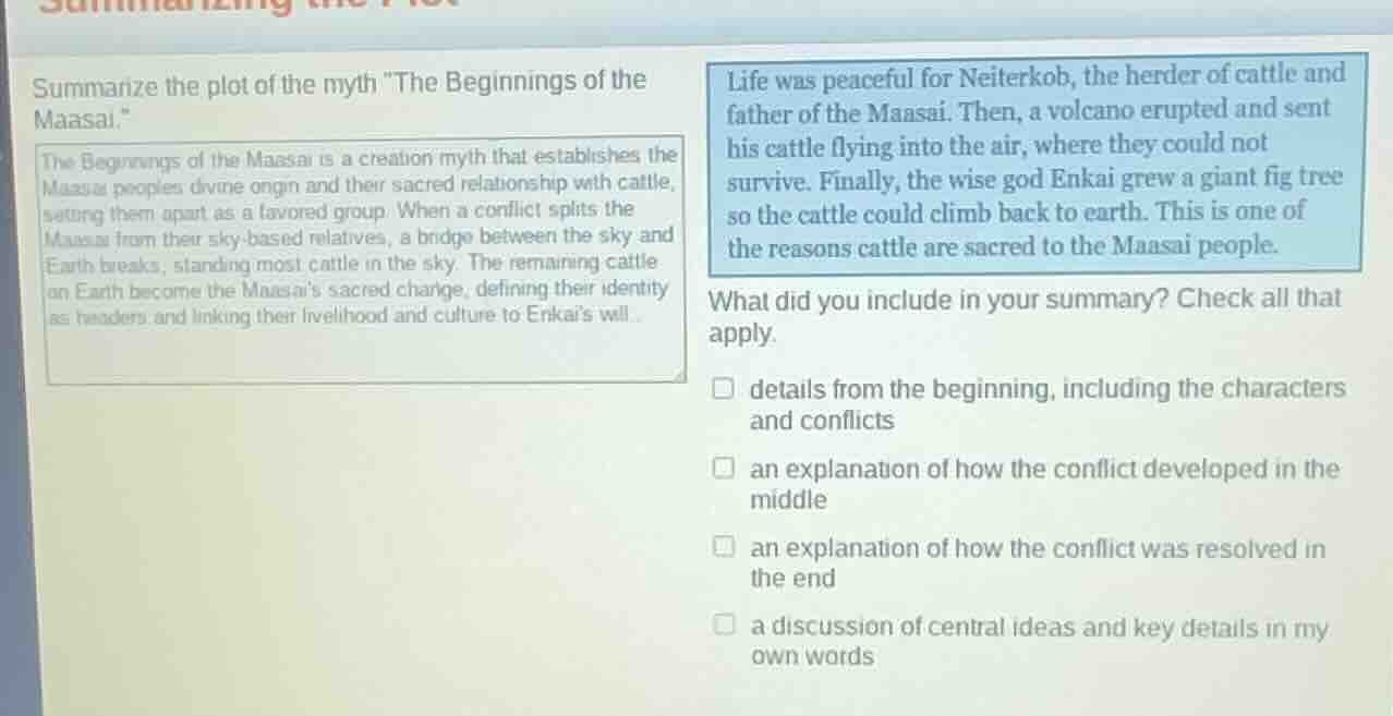 summarize the plot of the myth \the beginnings of the maasai.\the begin…