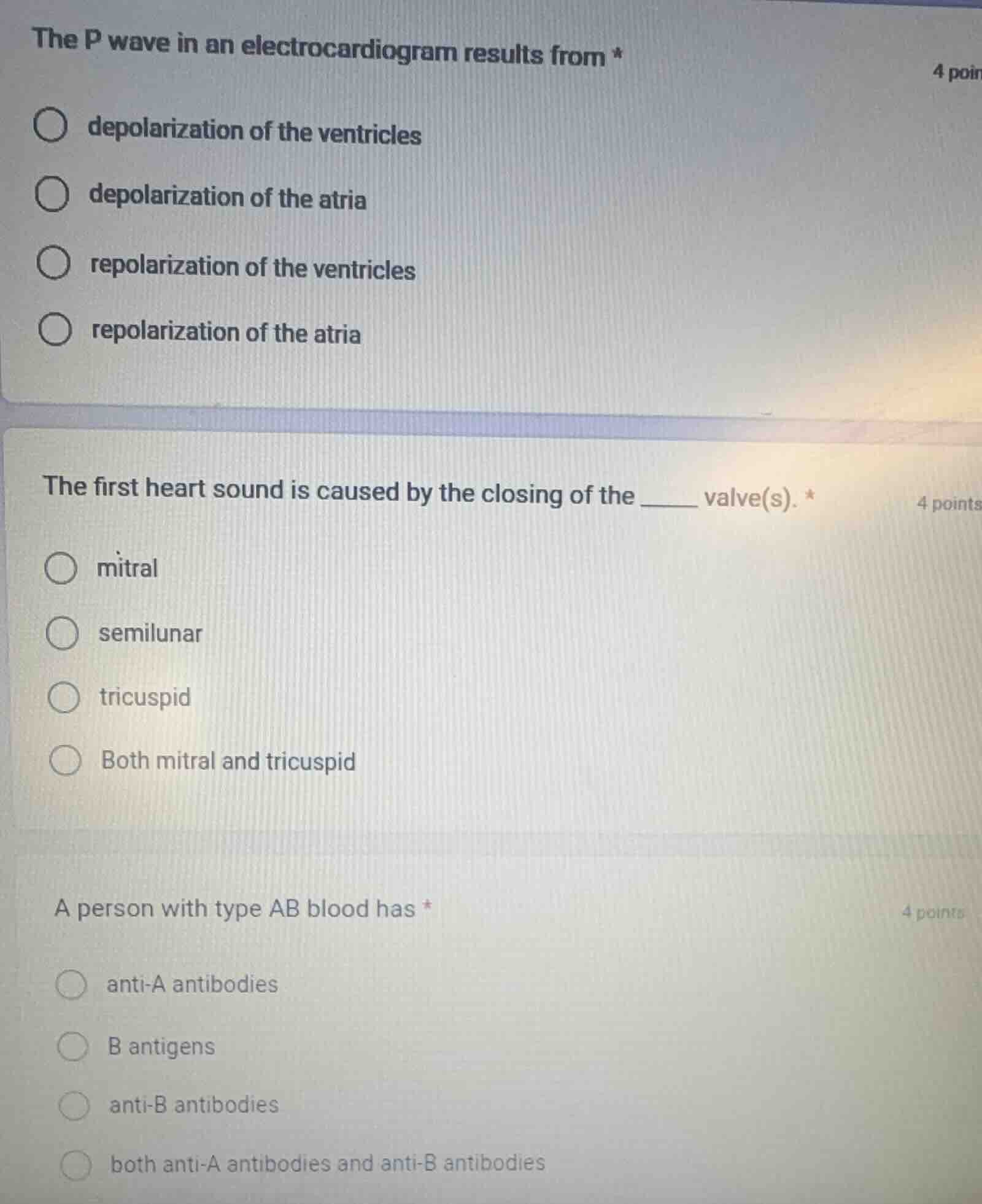 the p wave in an electrocardiogram results from * 4 poin depolarization…