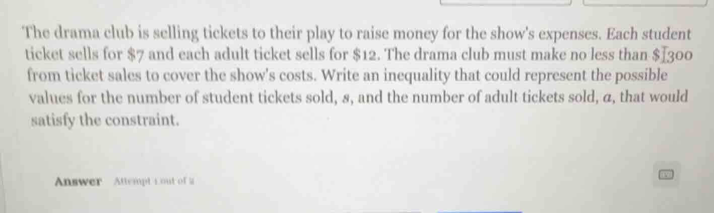 the drama club is selling tickets to their play to raise money for the …