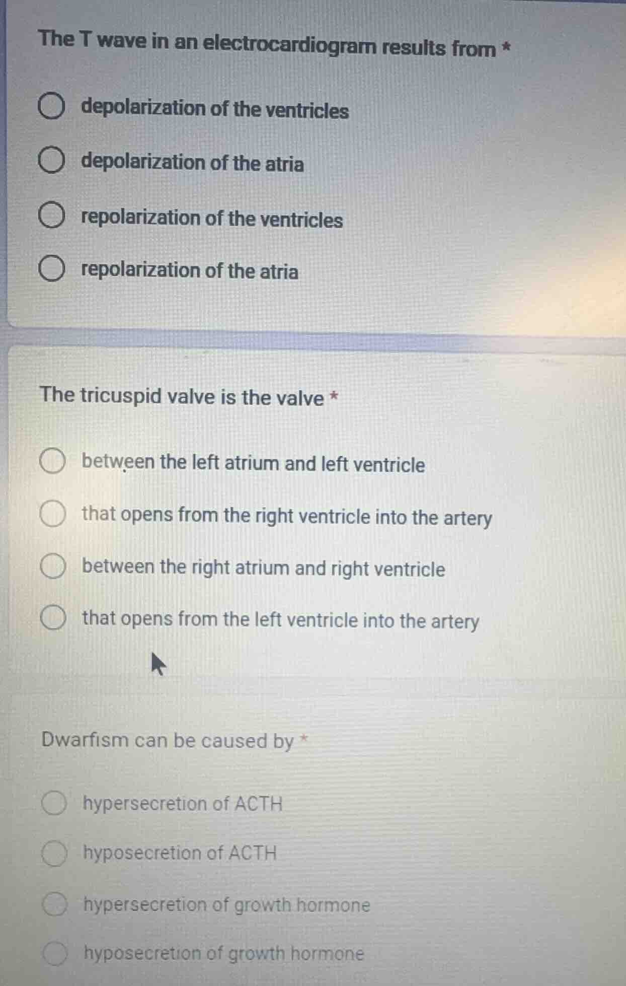 the t wave in an electrocardiogram results from * depolarization of the…