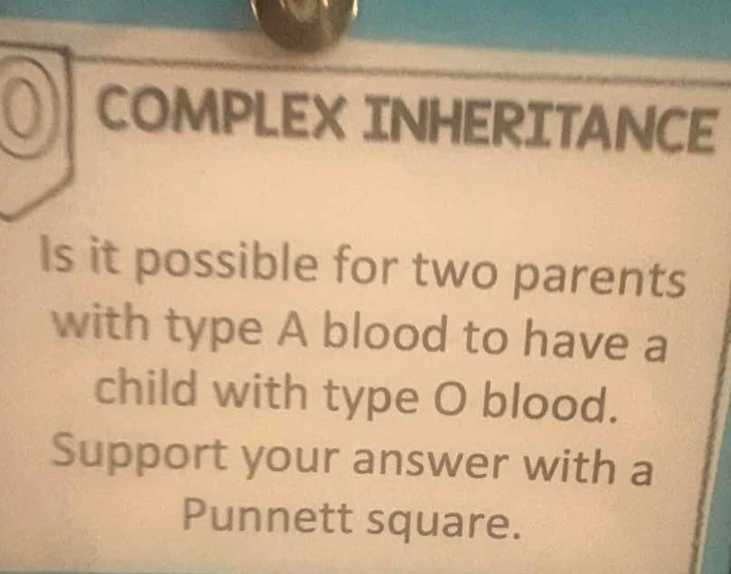 complex inheritance is it possible for two parents with type a blood to…