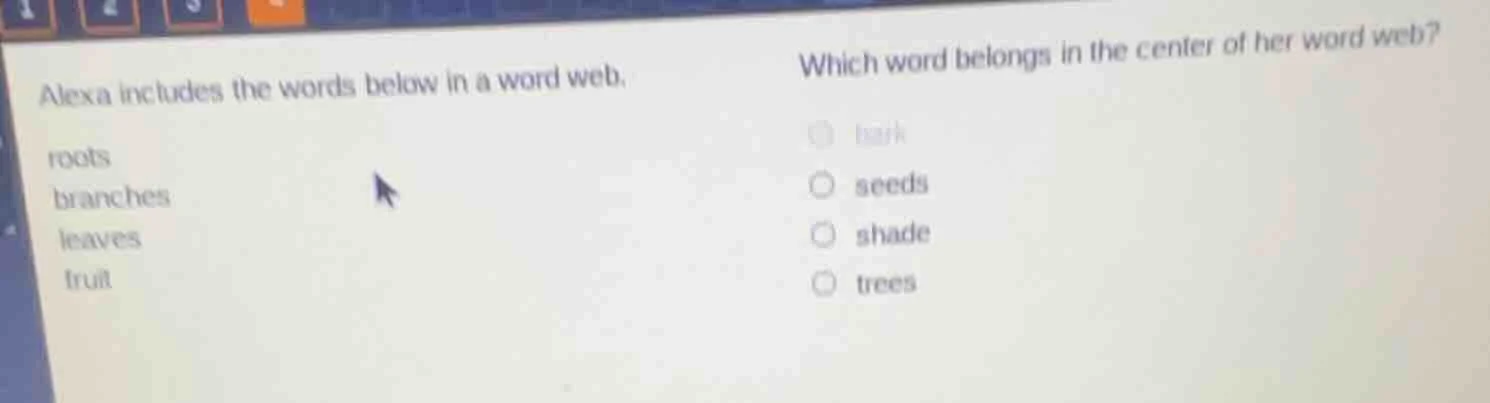 alexa includes the words below in a word web. roots branches leaves fru…