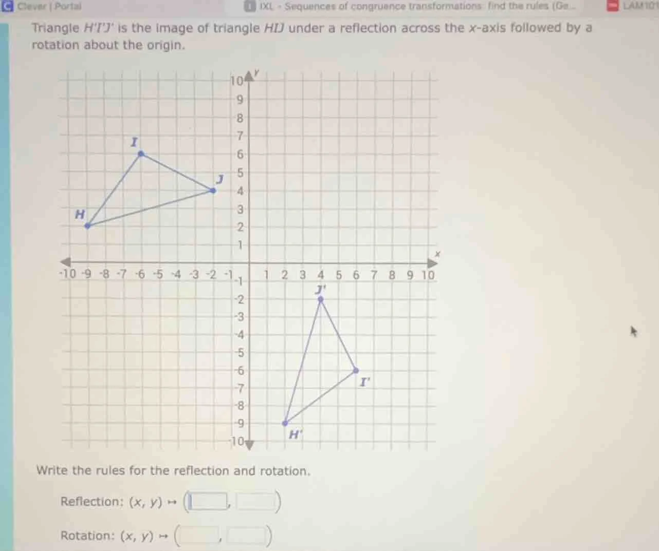 triangle hij is the image of triangle hij under a reflection across the…