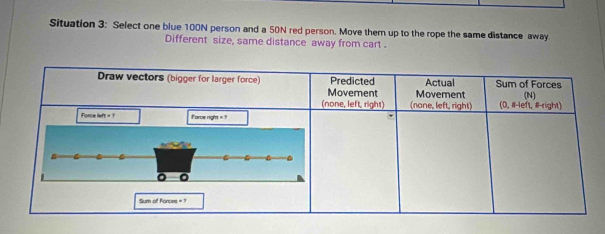 situation 3: select one blue 100n person and a 50n red person. move the…