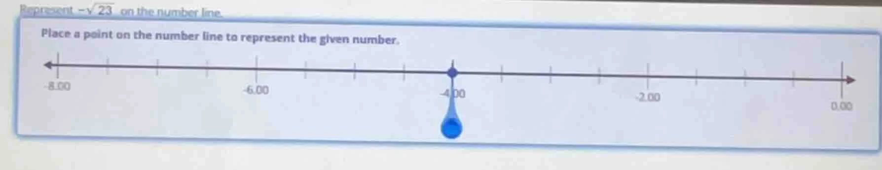 represent $-sqrt{23}$ on the number line. place a point on the number l…