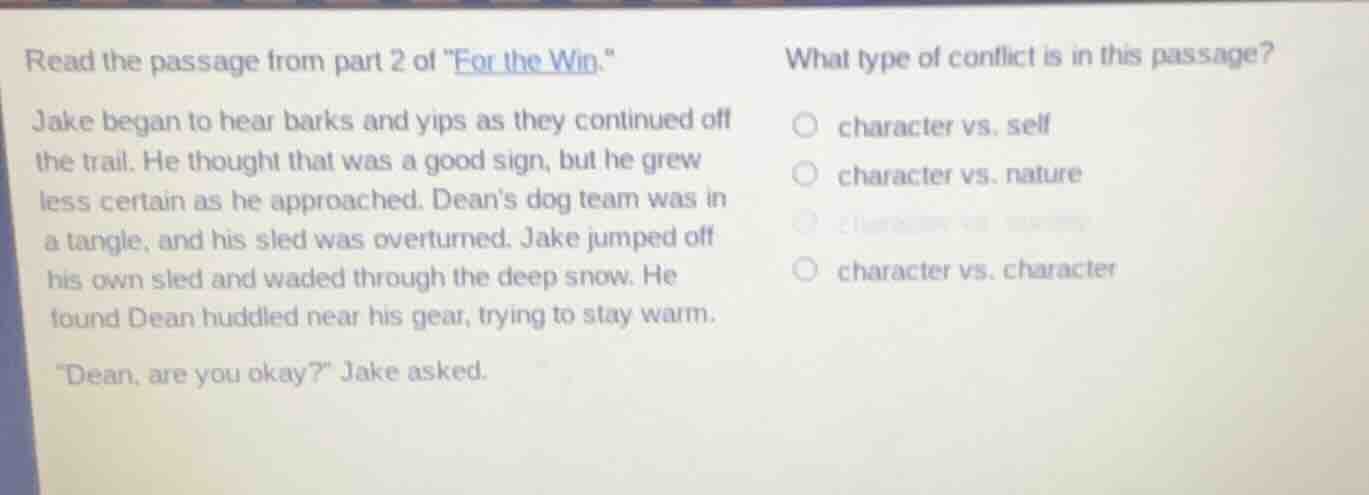 read the passage from part 2 of \for the win.\ jake began to hear barks…