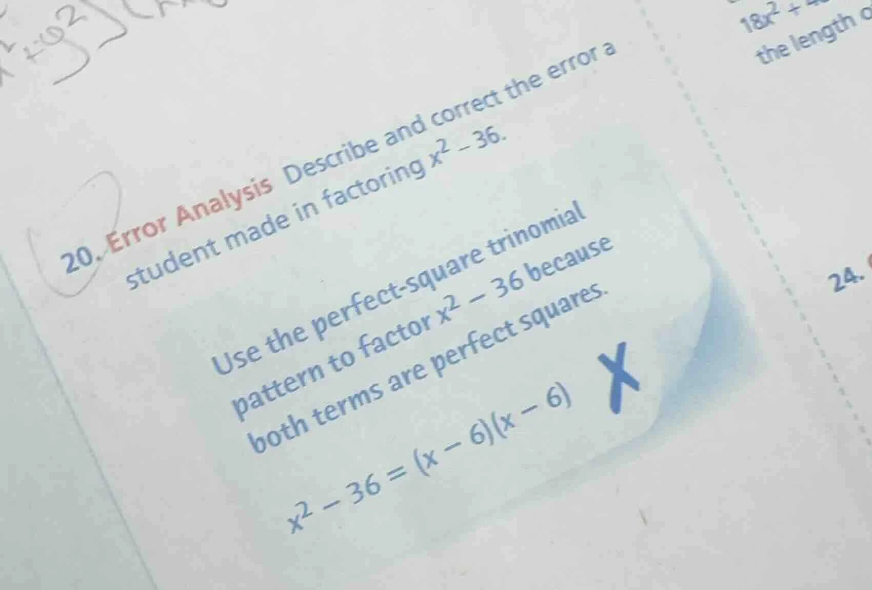 20. error analysis describe and correct the error a student made in fac…