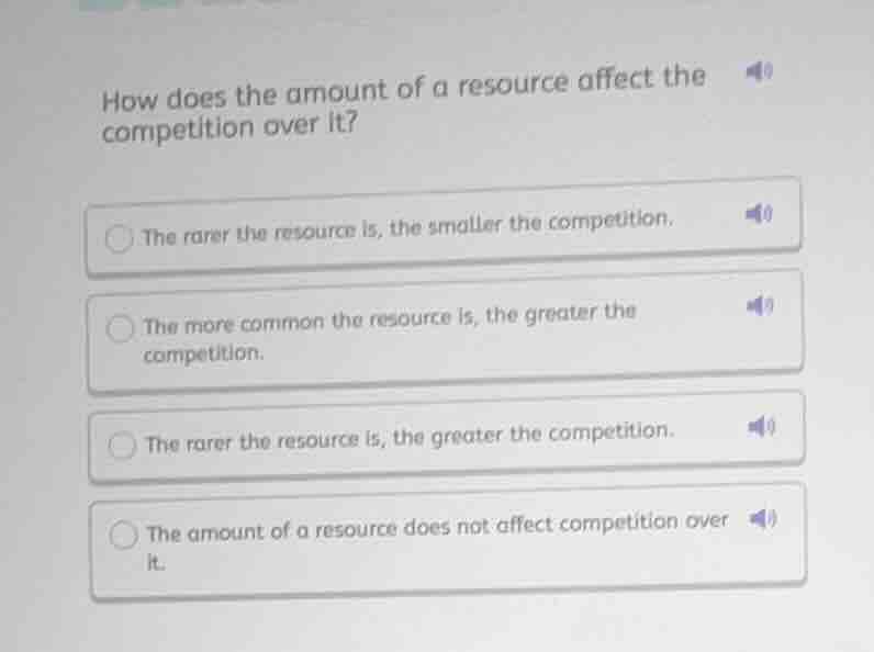 how does the amount of a resource affect the competition over it? the r…