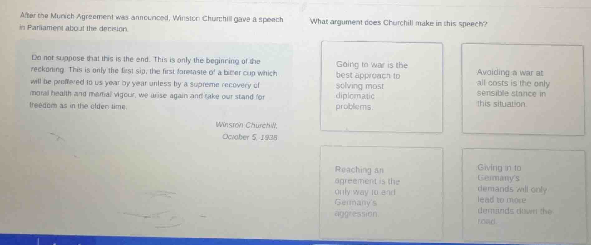 after the munich agreement was announced, winston churchill gave a spee…