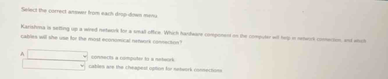 select the correct answer from each drop-down menu karishma is setting …