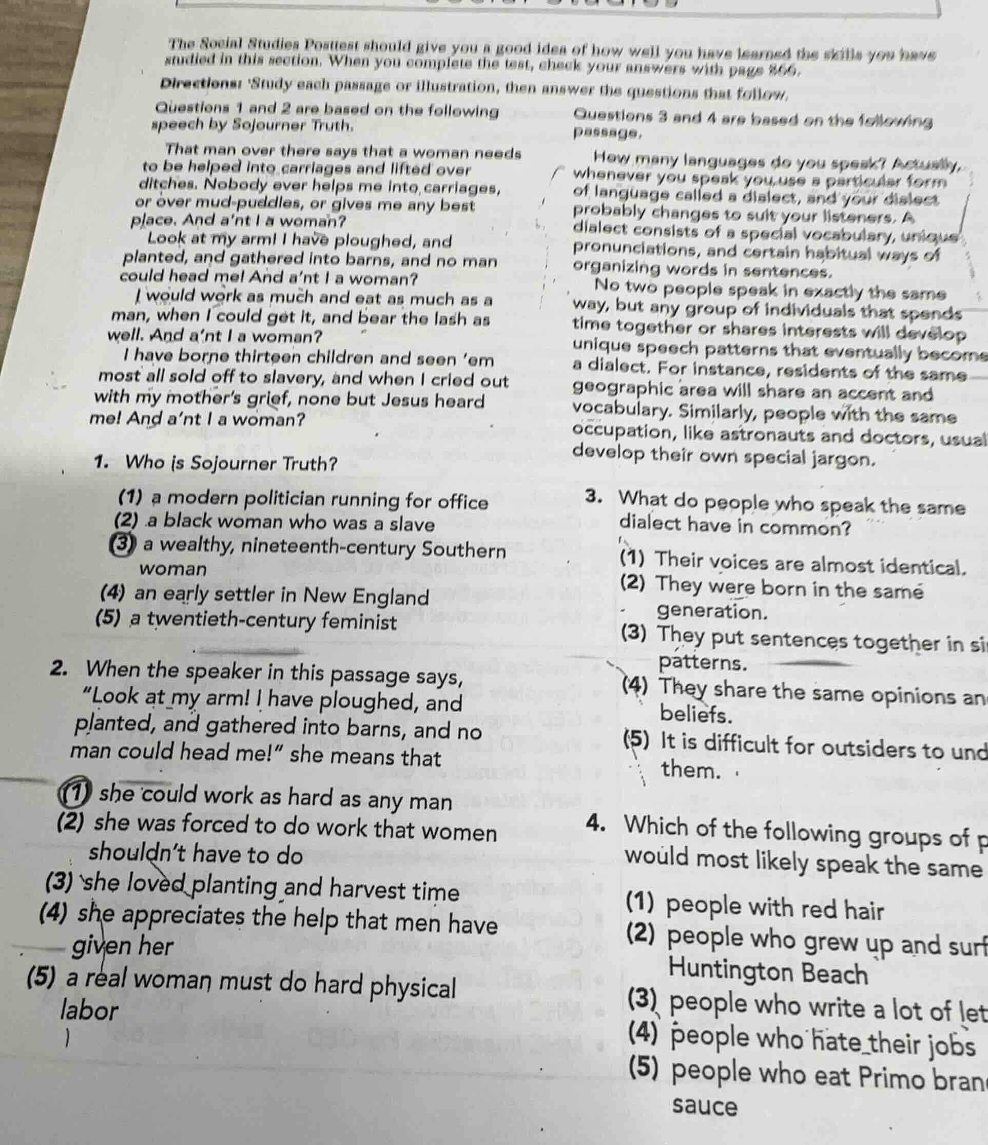 the social studies posttest should give you a good idea of how well you…