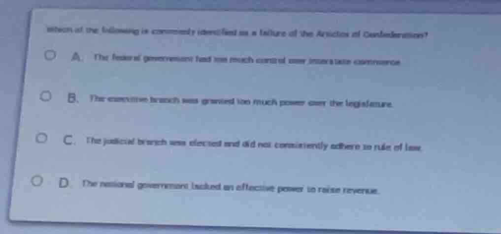 which of the following is commonly identified as a failure of the artic…