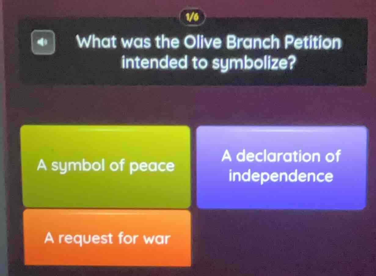 1/6 what was the olive branch petition intended to symbolize? a symbol …