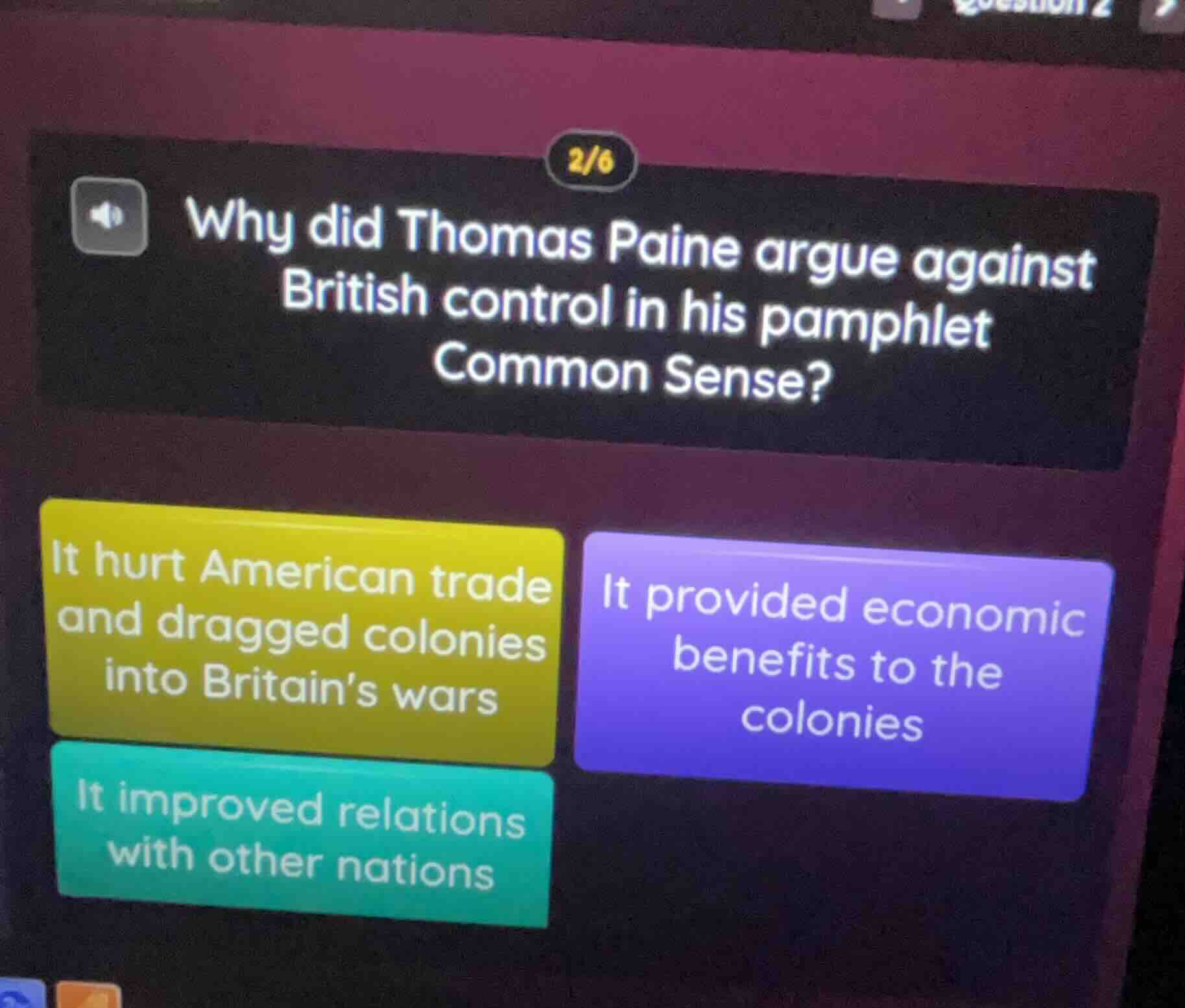 2/6 why did thomas paine argue against british control in his pamphlet …