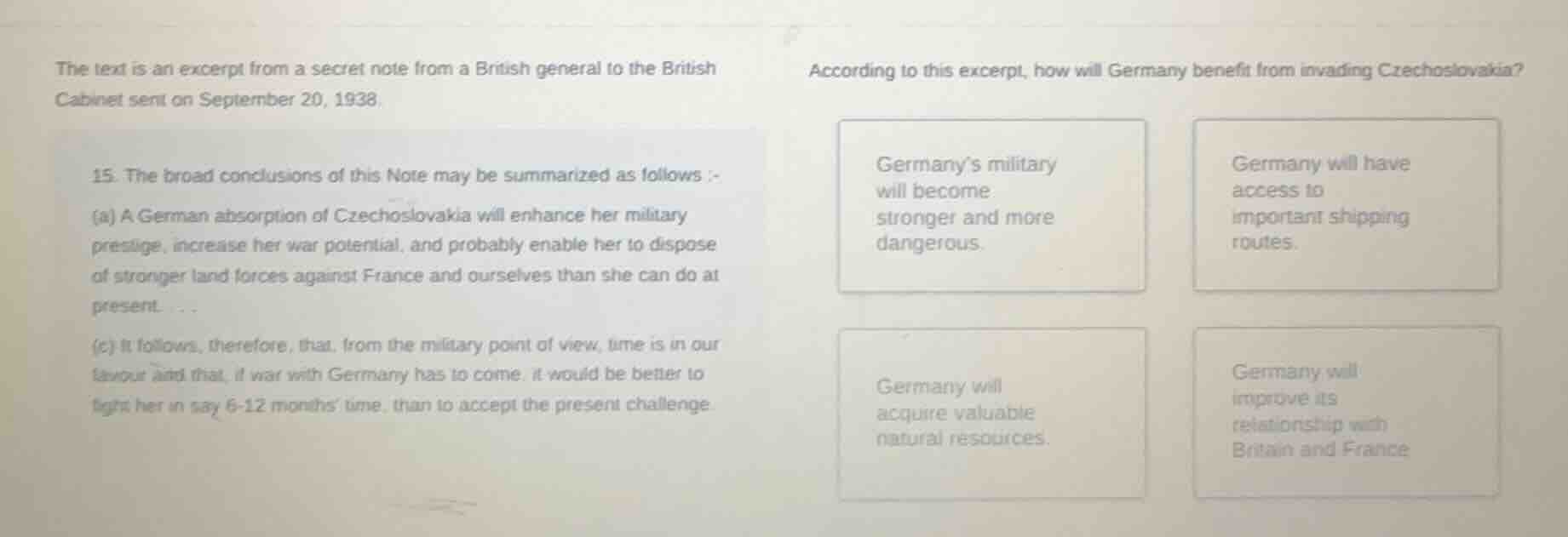 the text is an excerpt from a secret note from a british general to the…