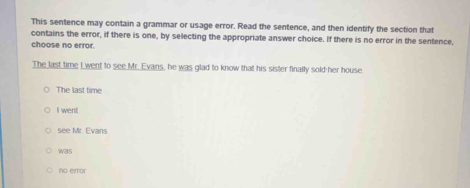 this sentence may contain a grammar or usage error. read the sentence, …