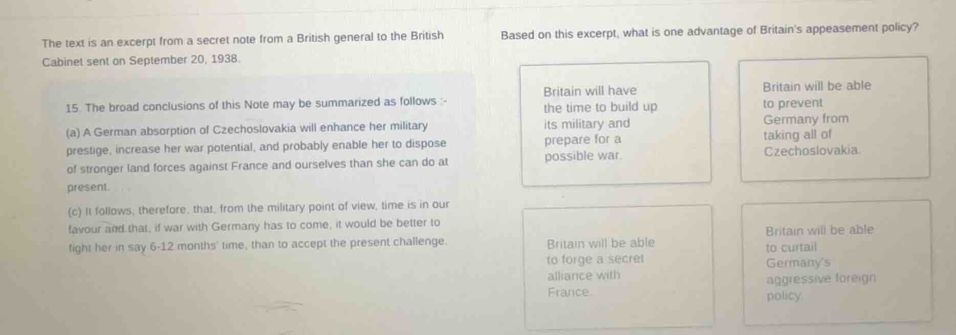 the text is an excerpt from a secret note from a british general to the…