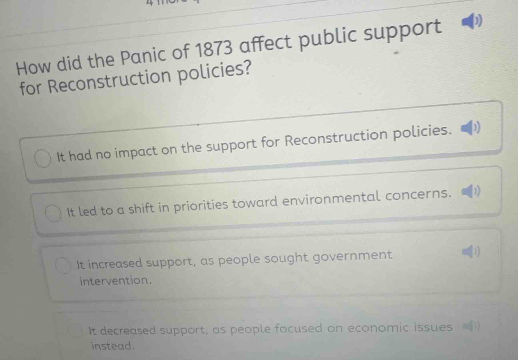 how did the panic of 1873 affect public support for reconstruction poli…
