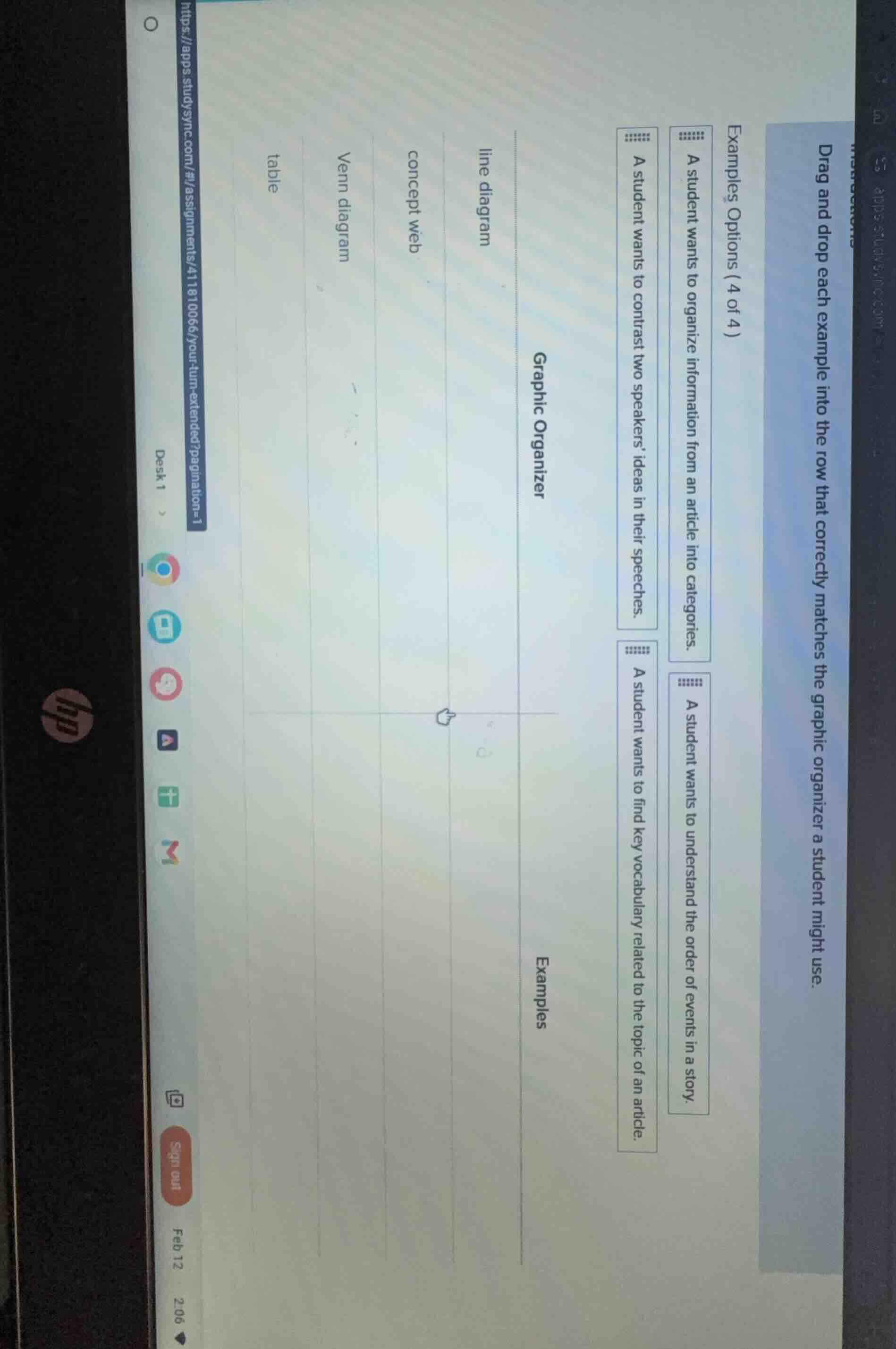drag and drop each example into the row that correctly matches the grap…