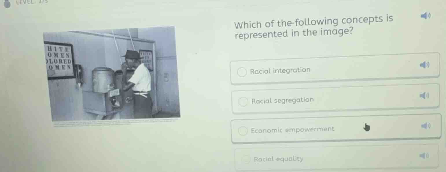 which of the following concepts is represented in the image?racial inte…
