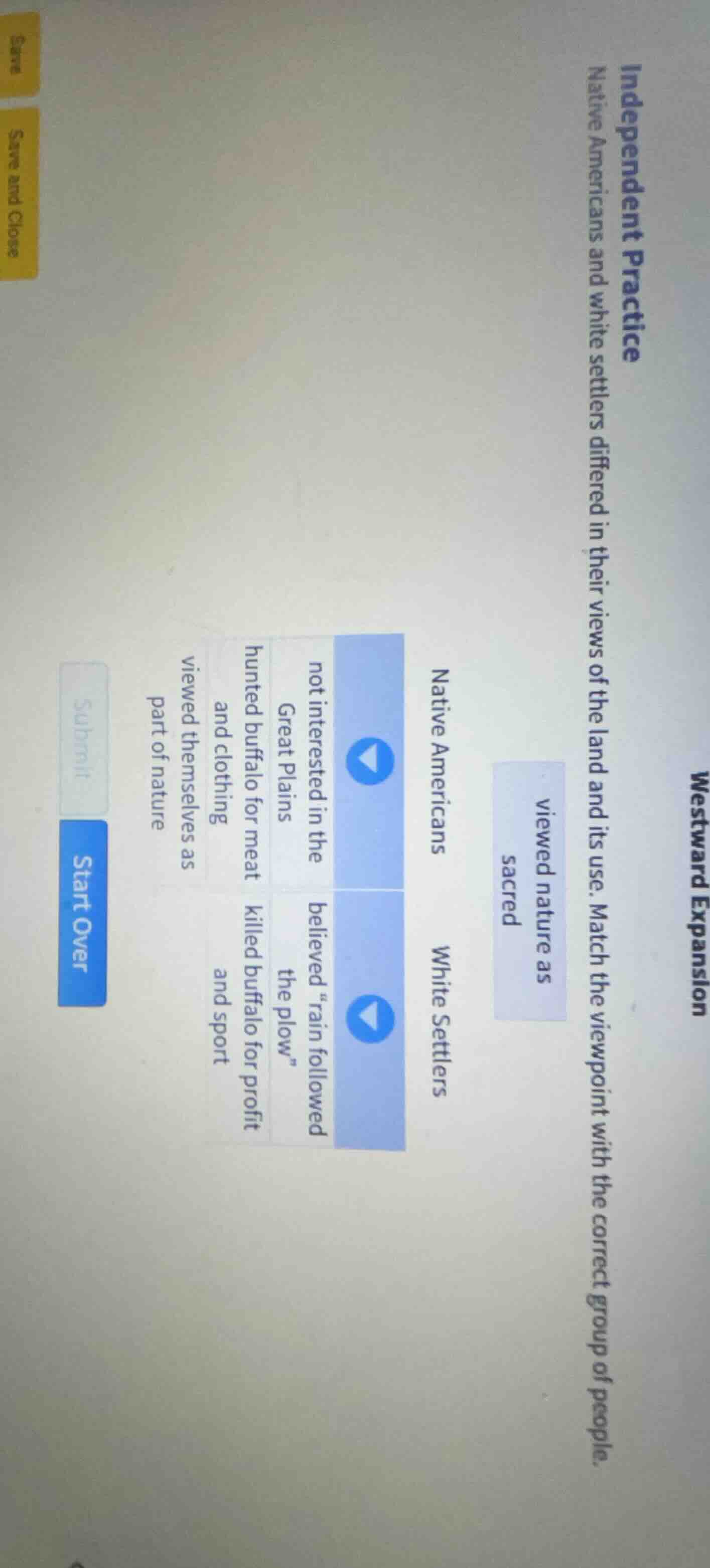 westward expansion independent practice native americans and white sett…