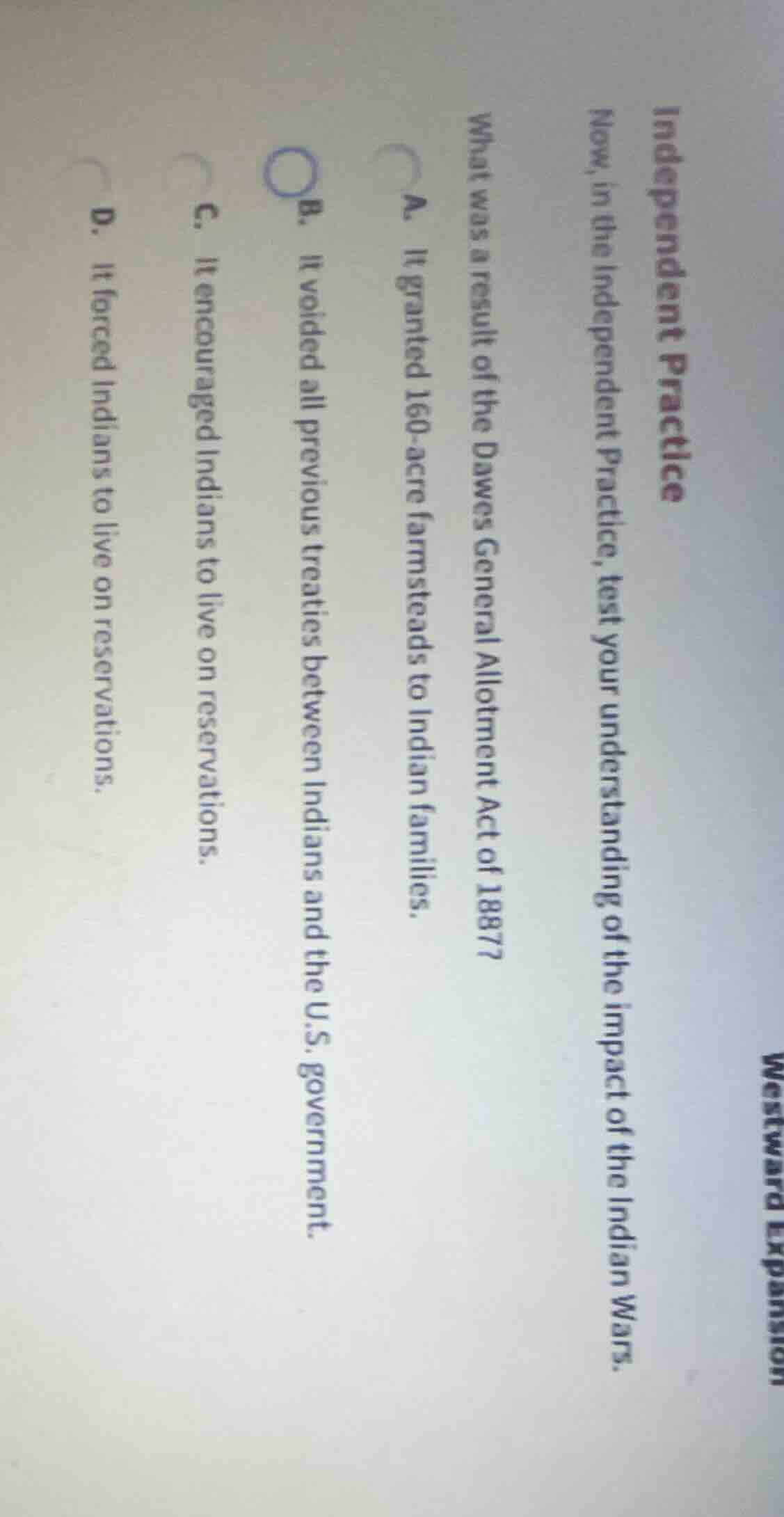 westward expansion independent practice now, in the independent practic…