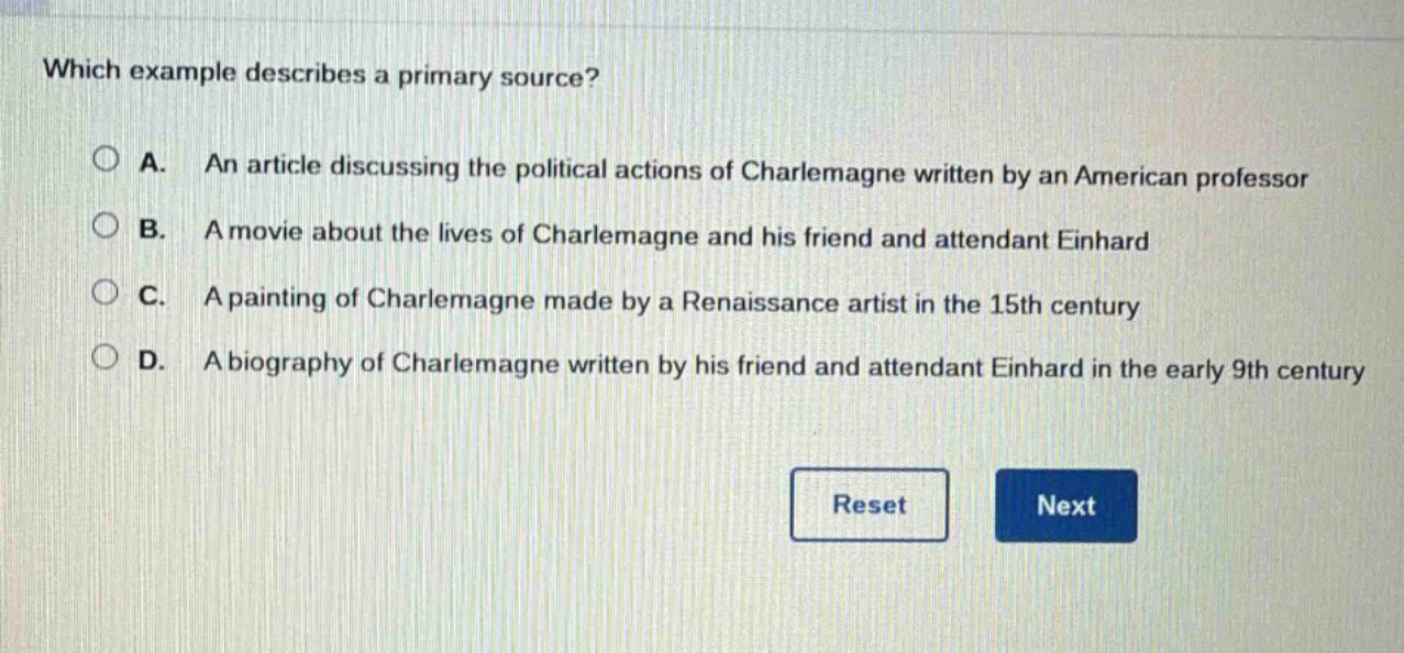 which example describes a primary source? a. an article discussing the …