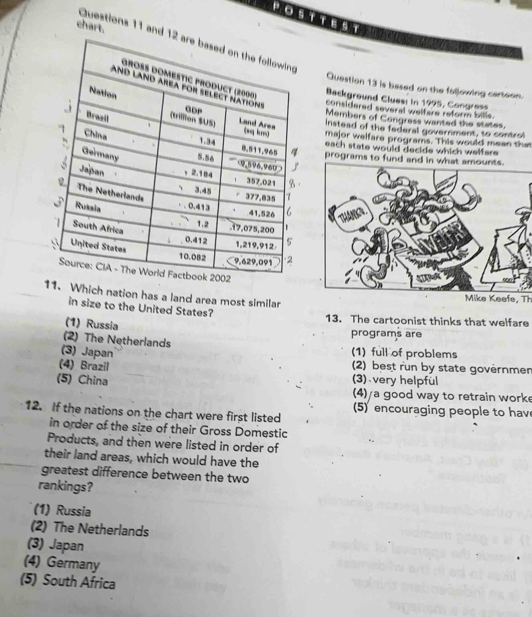 posttest questions 11 and 12 are based on the following chart: gross do…