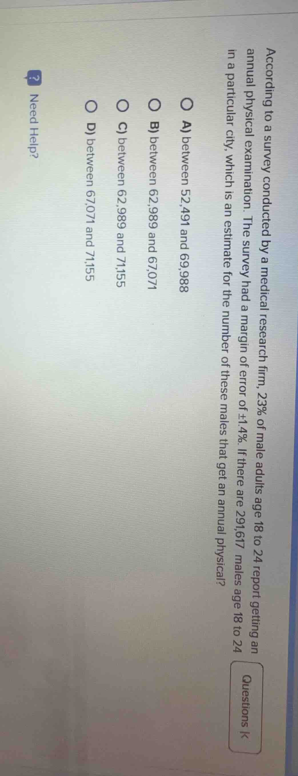 according to a survey conducted by a medical research firm, 23% of male…