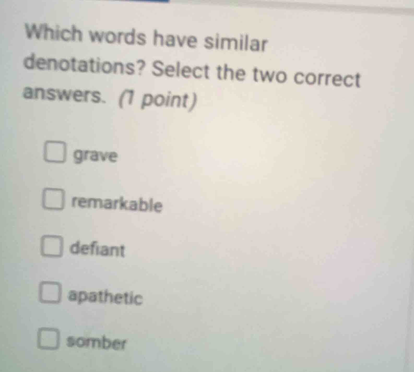 which words have similar denotations? select the two correct answers. (…