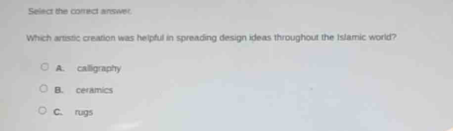 select the correct answer. which artistic creation was helpful in sprea…