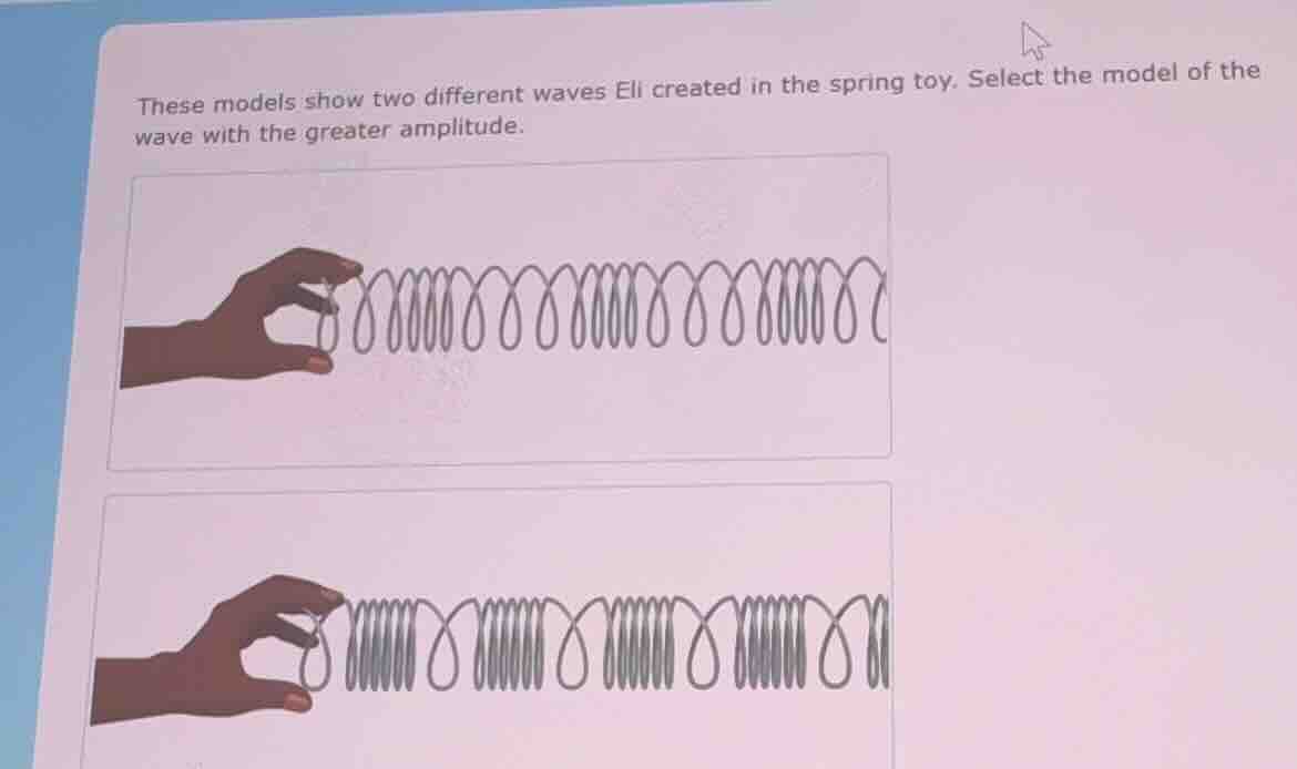 these models show two different waves eli created in the spring toy. se…