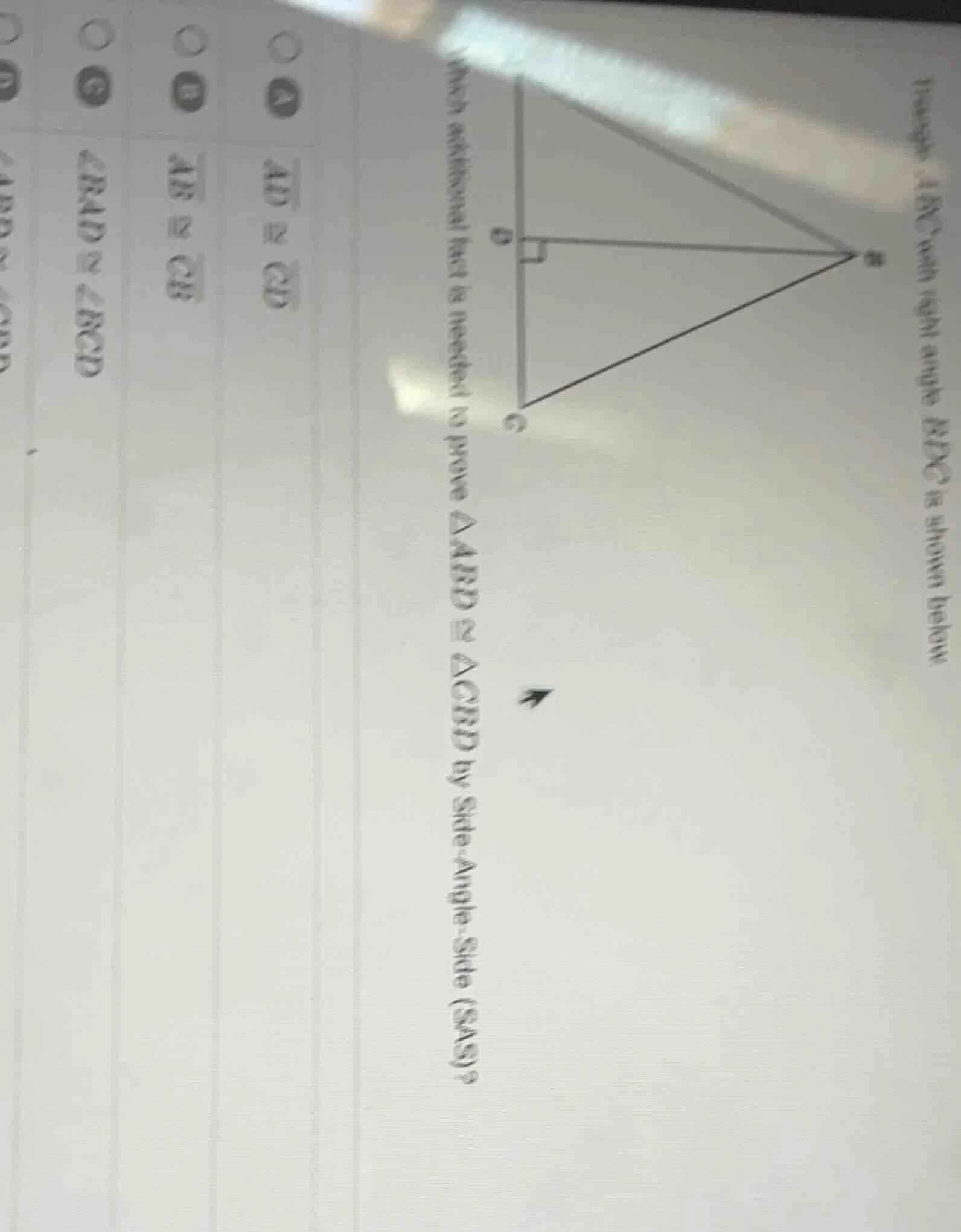 triangle abc with right angle bdc is shown below which additional fact …