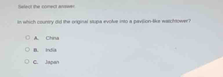 select the correct answer: in which country did the original stupa evol…